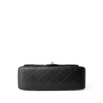16C Black Caviar Quilted Mini Rectangular Single Flap Antique Gold Hardware - Image 7