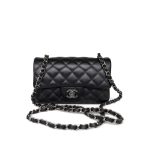 18C Black Glittery Caviar Quilted Mini Rectangular Flap - Image 3