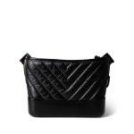 19B So Black Aged Calfskin Chevron Small Hobo Gabrielle Bag - Image 3