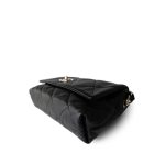 21C Black Lambskin Quilted Chanel Chain Single Flap Shoulder Bag Light Gold Hardware - Image 8