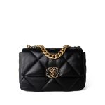 21P Black Lambskin Quilted 19 Flap Small Mixed Hardware - Image 2