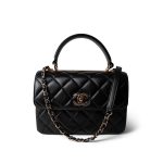 22C Black Lambskin Quilted Trendy CC Flap Small Rose Gold Hardware - Image 10