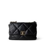 22P Black Lambskin Quilted Large 19 Flap Mixed Hardware - Image 2