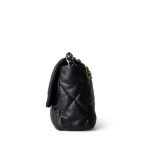 22P Black Lambskin Quilted Large 19 Flap Mixed Hardware - Image 8