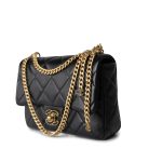 22P Enamel Quilted Pending CC Small Square Flap Black Lambskin - Image 3