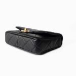 22P Enamel Quilted Pending CC Small Square Flap Black Lambskin - Image 5