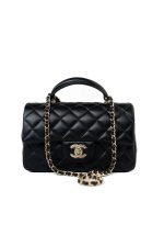 23A Black Lambskin Mini Top Handle Light Gold Hardware