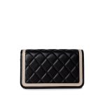 23B Black / Beige O Phone Holder w/ Chain Flap Light Gold Hardware - Image 7