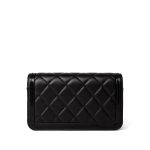 23B Black Lambskin Quilted O Phone Holder With Chain - Image 5