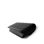 23B Black Lambskin Quilted O Phone Holder With Chain - Image 12