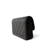23B Black Lambskin Quilted O Phone Holder With Chain - Image 9