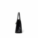 23K Shiny Black Aged Calfskin Quilted Nano Kelly Shopping Bag - Image 8