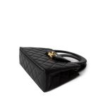 23K Shiny Black Aged Calfskin Quilted Nano Kelly Shopping Bag - Image 5