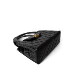 23K Shiny Black Aged Calfskin Quilted Nano Kelly Shopping Bag - Image 4