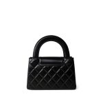 23K Shiny Black Aged Calfskin Quilted Nano Kelly Shopping Bag - Image 3