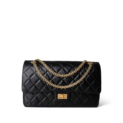 Black Aged Calfskin Quilted 2.55 Reissue 226 Medium Antique Gold Hardware