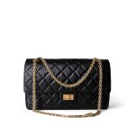 Black Aged Calfskin Quilted 2.55 Reissue 226 Medium Antique Gold Hardware - Image 2