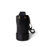 Black Aged Calfskin Quilted Gabrielle Hobo Bag Small Mixed Hardware - Image 3