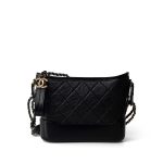 Black Aged Calfskin Quilted Gabrielle Hobo Bag Small Mixed Hardware - Image 10