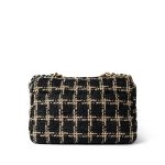 Black Beige Tweed Quilted 19 Flap Small Aged Gold Hardware - Image 6