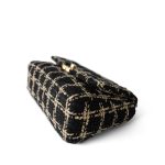 Black Beige Tweed Quilted 19 Flap Small Aged Gold Hardware - Image 3
