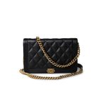 Black Caviar Quilted Boy Wallet on Chain (WOC) Antique Gold Hardware - Image 7