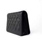 Black Caviar Quilted Boy Wallet on Chain (WOC) Antique Gold Hardware - Image 11