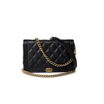 Black Caviar Quilted Boy Wallet on Chain (WOC) Antique Gold Hardware - Image 2
