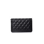 Black Caviar Quilted Boy Wallet on Chain (WOC) Antique Gold Hardware - Image 3