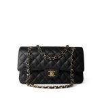 Black Caviar Quilted Classic Flap Medium Gold Hardware - Image 2