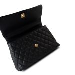 Black Caviar Quilted Coco Handle Medium Antique Gold Hardware - Image 2