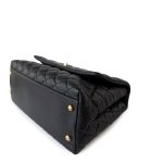 Black Caviar Quilted Coco Handle Medium Antique Gold Hardware - Image 10