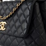 Black Caviar Quilted Coco Handle Medium Antique Gold Hardware - Image 17
