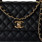 Black Caviar Quilted Coco Handle Medium Antique Gold Hardware - Image 21