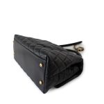 Black Caviar Quilted Coco Handle Medium Antique Gold Hardware - Image 6