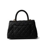 Black Caviar Quilted Mini Coco Handle Light Gold Hardware - Image 7