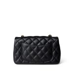 Black Caviar Quilted Mini Rectangular Flap Gold Hardware - Image 13