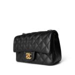 Black Caviar Quilted Mini Rectangular Flap Gold Hardware - Image 15