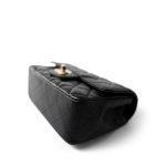 Black Caviar Quilted Mini Rectangular Flap Light Gold Hardware - Image 6