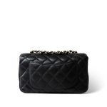 Black Caviar Quilted Mini Rectangular Flap Light Gold Hardware - Image 10
