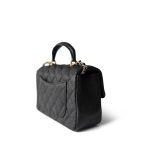 Black Caviar Quilted Mini Top Handle Antique Gold Hardware - Image 8