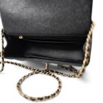 Black Caviar Quilted Mini Top Handle Antique Gold Hardware - Image 13