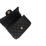 Black Caviar Quilted Mini Top Handle Antique Gold Hardware - Image 11