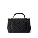 Black Caviar Quilted Mini Top Handle Antique Gold Hardware - Image 2