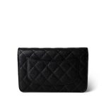 Black Caviar Quilted Wallet on Chain Silver Hardware - Image 5