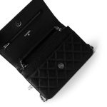 Black Caviar Quilted Wallet on Chain Silver Hardware - Image 11
