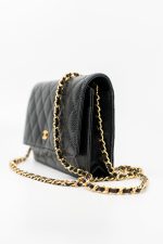 Black Caviar Quilted Wallet on Chain (WOC) GHW - Image 13