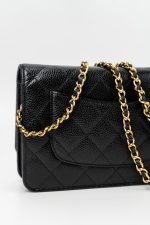 Black Caviar Quilted Wallet on Chain (WOC) GHW - Image 12