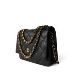 Black Caviar Quilted Wallet on Chain WOC Gold Hardware - Image 2