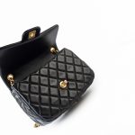 Black Coco De Toi Heart Chain Small Square Flap Bag Antique Gold Hardware - Image 3